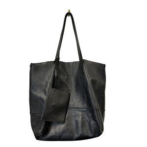 J. Crew Dawning 100% Leather Tote Black Unlined Coin Purse Minimalist Preppy